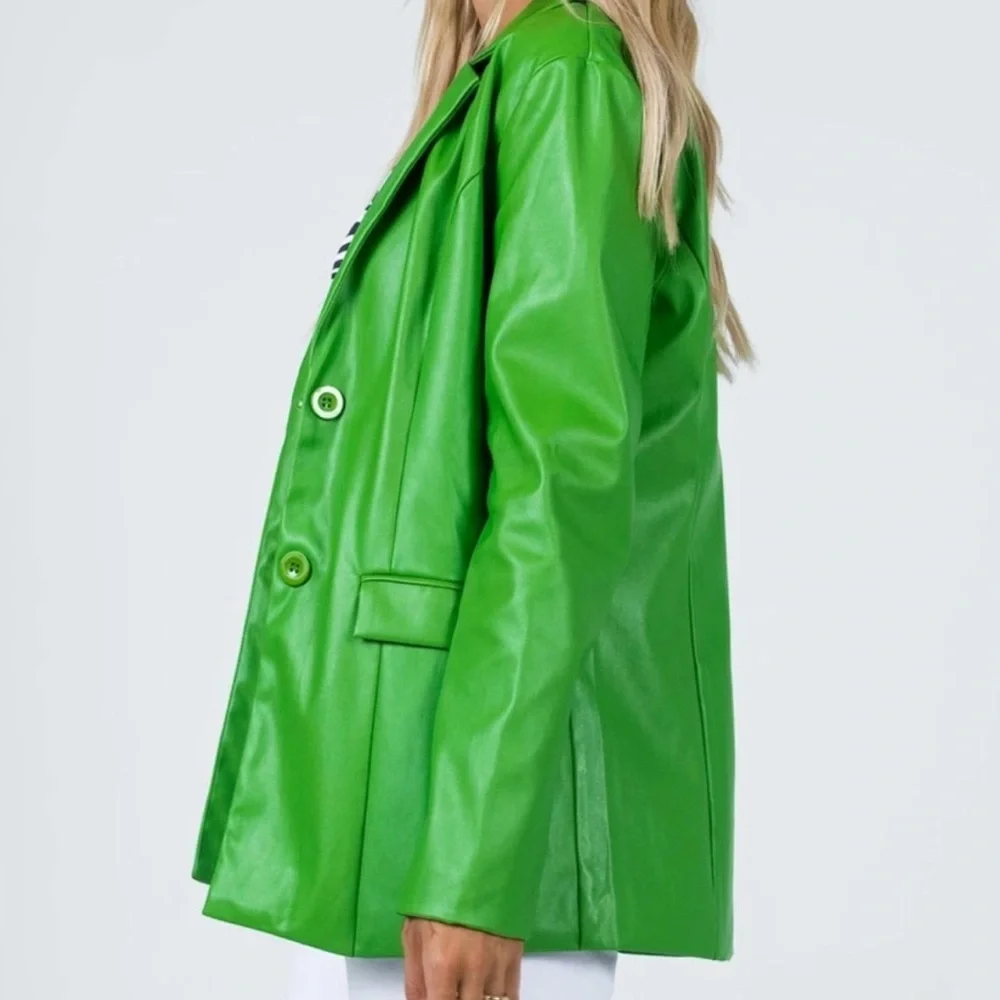 Princess Polly Jenner PU blazer green